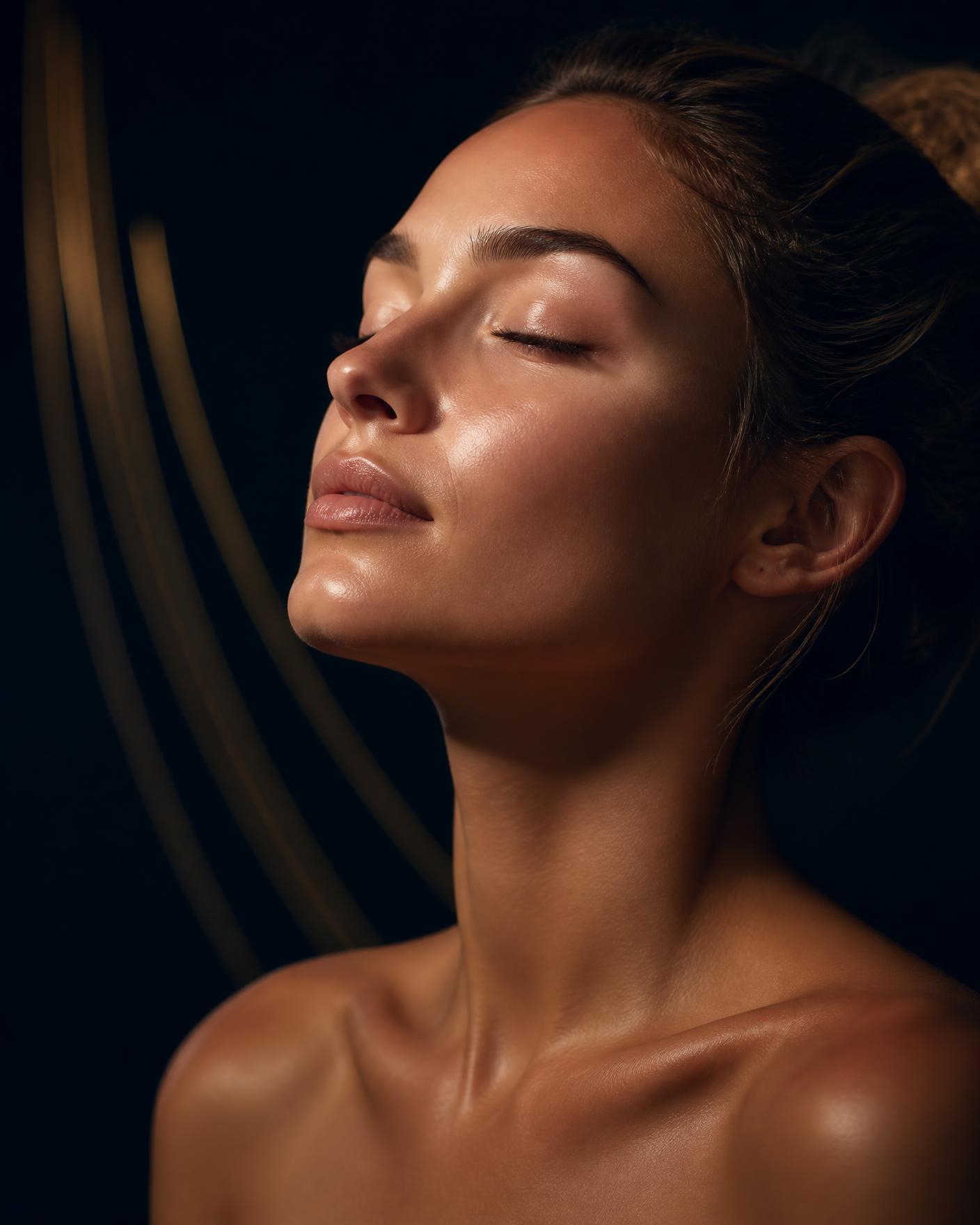 Client with luminous, healthy skin